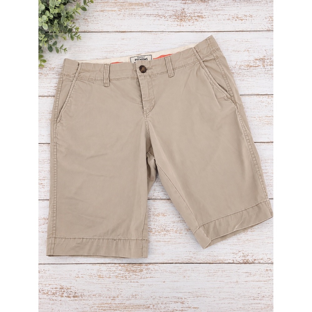 Old Navy Bermuda Shorts Womens 6 Tan Khaki Perfect Bermudas Stretch Chino